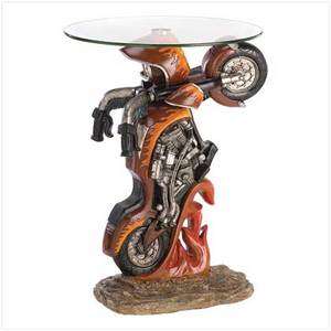   Glass Top Sculpture Statue Biker Art Home Decor Collector Gift  
