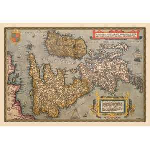  Map of Britian and Ireland 12x18 Giclee on canvas