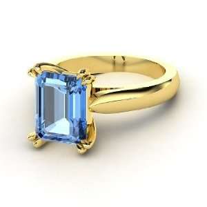  Julianne Ring, Emerald Cut Blue Topaz 14K Yellow Gold Ring 
