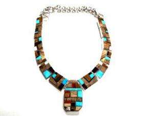 Melvin Francis Gorgeous Multi Stone Inlay Necklace NICE  