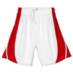  Badger B Ball Mesh Basketball Shorts WHITE/RED YS Sports 