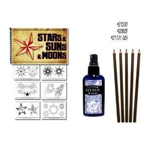 Stars, Suns and Moons Tattoo Flash Art Book Stencil Pencils Supplies