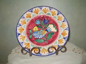 Tuscan plates hand painted gold , red, or blue background imported 