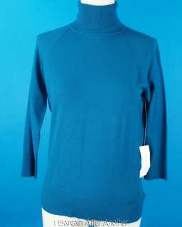   Ladies Teal Knit Turtleneck Sweater Size Medium 821967206690  