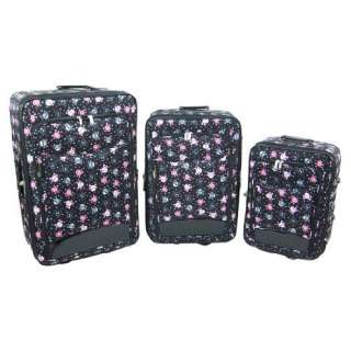  3 Piece Black & Pink Skull Print Luggage Set Travel 