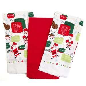  Santa Claus Baking Flour Sack Kitchen Towel   Set of 3 