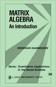Matrix Algebra An Introduction, (0803920520), Krishnan Namboodiri 