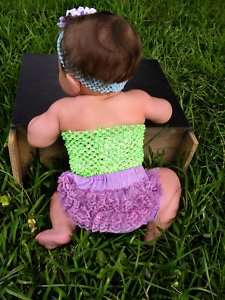 Baby Purple Lace Bloomer Green Crochet Tube Top 2PC Set  
