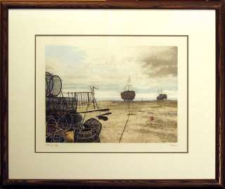 Paul Bisson Hastings SIGNED ORIGINAL Etching UK boats framed SUBMIT 