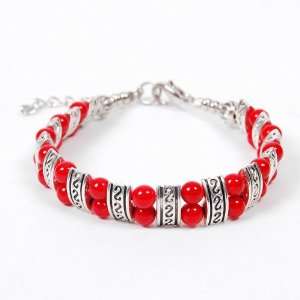    Tibetan S Symbol Trinket Bangle Bracelet Bead Red Toys & Games