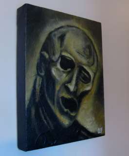 Orig. HALLOWEEN Painting CES   Goth OUTSIDER Depression HORROR Grief 
