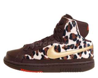 Nike Troupe Mid GS PS Velvet Brown Gold Leopard Womens Dancing Shoes 