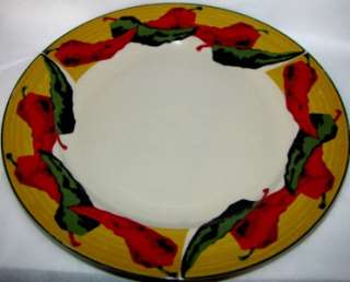 MEIWA Table Art Santa Fe Dinner Plate Red & Green Peppers Peppers 