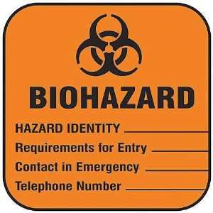  BRADY 22350LS Biohazard Label,Write Info,100 PK