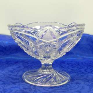 McKee Glass Aztec Double Buzz Saw Compote/Footed Bowl EAPG Antique 