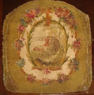 Set of 4 Antique Aubusson Tapestry Armchair Cover w/ Bird Preying 