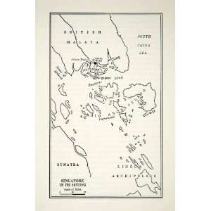  1941 Lithograph Vintage Map Singapore Malaya Archipelago 
