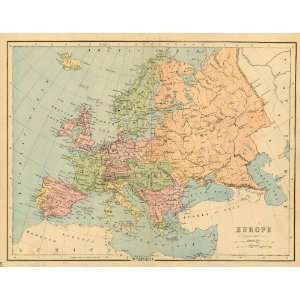  Bartholomew 1870 Antique Map of Europe