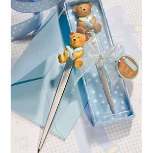 Baby Shower Favors  Lovable Teddy Bear Design Letter Openers Blue (24 