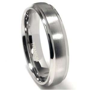  Titanium 6mm Satin Finish Concave Edge Wedding Band Ring 