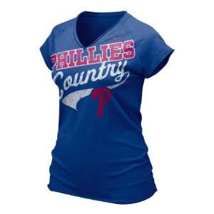   Phillies Womens Royal Bases Loaded V Neck Tee