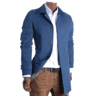 Mens Flatseven Slim Fit Corduroy collared Coat Jacket Blue M L XL 