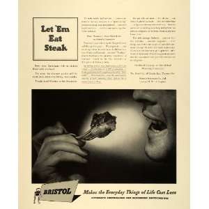  1942 Ad WWII War Production Bristol Kroger Grocery Beef 