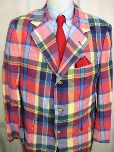 Mens Brooks Brothers Summer Authentic madras plaid sport coat blazer 