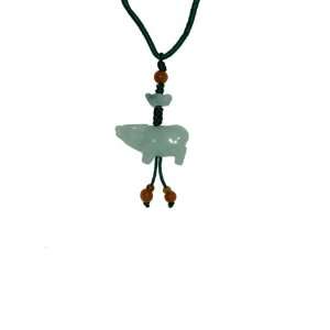 Ox Zodiac Jade Necklace with Green Cord Born In 1937, 1949, 1961 