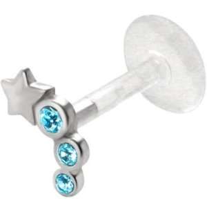   Silver 925 Aqua CZ Shooting Star Tragus Earring Stud Jewelry