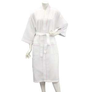  Leisureland Womens Spa Waffle Weave Bathrobe Robes White 