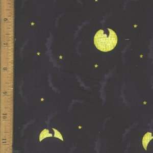   Halloween Night with Moon & Bats Fabric By the Yard 