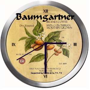  BAUMGARTNER 14 Inch Coffee Metal Clock Quartz Movement 