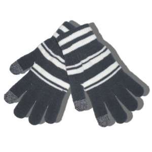    Gray and White Striped Touch Screen Knit Gloves Electronics