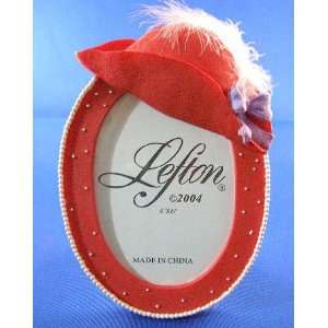  Lefton Red hat oblong picture frame 4 X 6 photo 5 3/4 by 8 