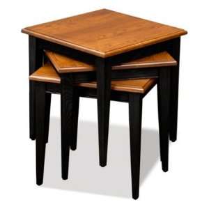  Leick Solid Hardwood Set of 3 Nesting Tables in Black and 