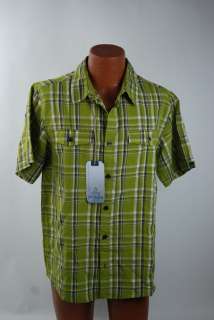 Prana Shamus Short sleeve Shirt Mens Large Green Plaid  
