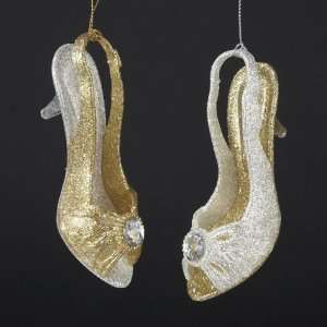   12 Fashion Ave Glittered Sling Back High Heel Shoe Christmas Ornaments
