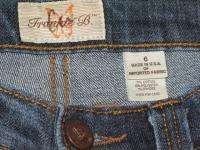 Frankie B Jeans Patch Pockets Full leg Low Flare Sz 6  