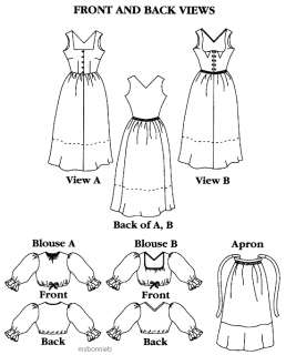 Folkwear Austrian Dirndl Dress, Blouse & Apron Pattern  