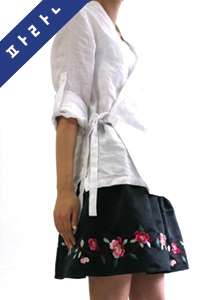 sonjjang korean clothes babydoll hanbok embroidery black chiffon dress 