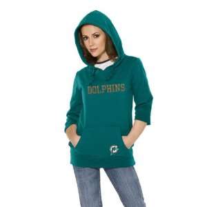 Miami Dolphins Womens Laser Cut 3/4 Sleeve Pullover Hoodie   by 