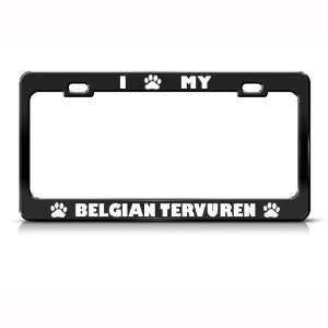  Belgian Tervuren Dog Dogs Black Metal license plate frame 