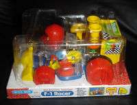 BLUE BOX SEE AND GO TOOT TOOT F 1 RACER WIND UP CAR TOY  
