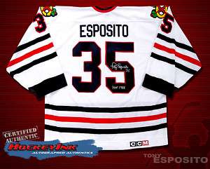 Chicago Blackhawks TONY ESPOSITO Signed White Jersey  