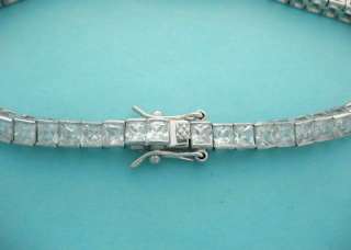 Sterling Silver CZ Tennis Bracelet Princess Cut RHO New  