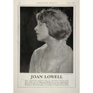  1923 Print Portrait Joan Lowell Silent Film Actor Star 