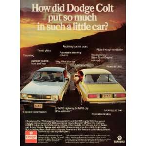  1976 Ad Chrysler Corp Dodge Colt Carousel GT Automobile Logo Motor 
