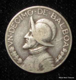 1930 Vn Decimo Balboa Panama Silver Coin  