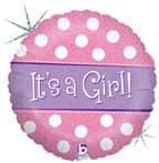   GIRL Polka DOTS Pink Purple BABY Shower (1) 18 Mylar Foil Balloon